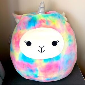 Squishmallow Large Lucy-May the Llama Pegacorn Rainbow Tie Dye 16"